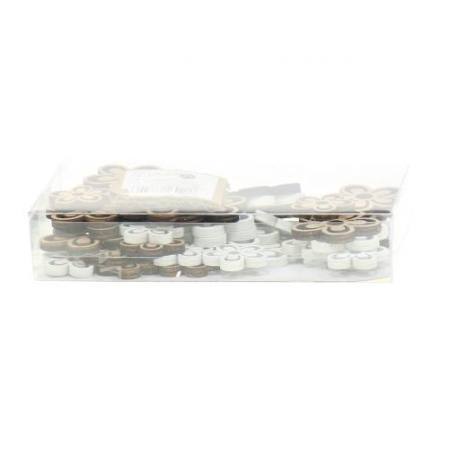 Floristik24 Kwiatek drewniany biały/naturalny 3cm - 4,5cm 48 szt