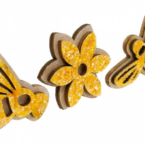 Produkt Kwiaty i pszczoły do rozsypywania dekoracja drewniana pomarańczowa rozsypywanka wiosenna 36szt.