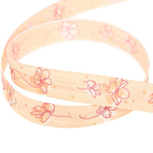 Produkt Wstążka kwiatowa wiosenna wstążka prezentowa morelowa pastelowa 15mm 20m