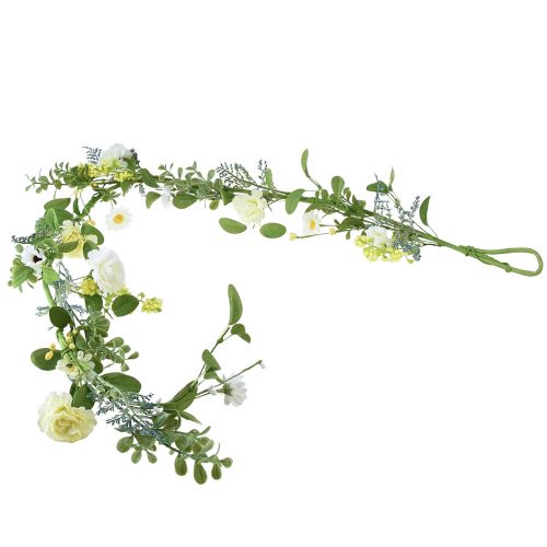 Produkt Girlanda ze sztucznych kwiatów Dekoracyjna girlanda kremowo-żółta biała 125cm