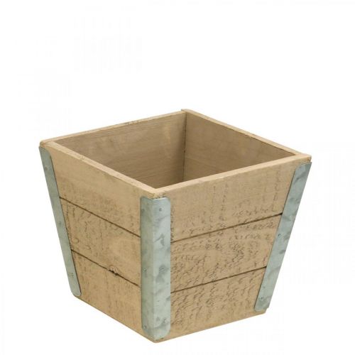 Doniczka drewniana shabby chic beżowa 12,5×14,5×14,5cm