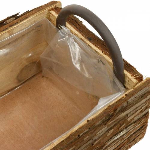 Floristik24 Skrzynka na kwiaty, skrzynka drewniana z korą, doniczka z uchwytami 38cm
