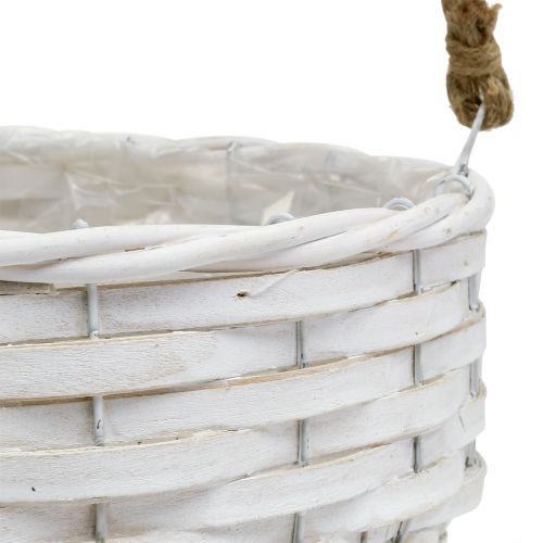 Floristik24 Kosz na kwiaty do zawieszenia biały Ø23cm L68cm