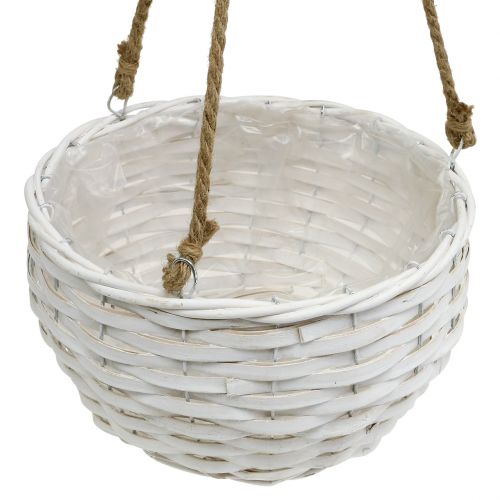 Floristik24 Kosz na kwiaty do zawieszenia biały Ø23cm L68cm