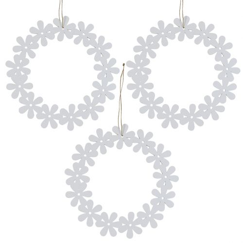 Floristik24 Wianek kwiatowy drewniany biały Ø15cm 8szt.