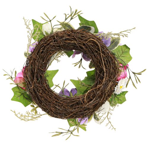 Produkt Sztuczny wianek z kwiatów anemony stokrotki fioletowo-biały Ø25cm