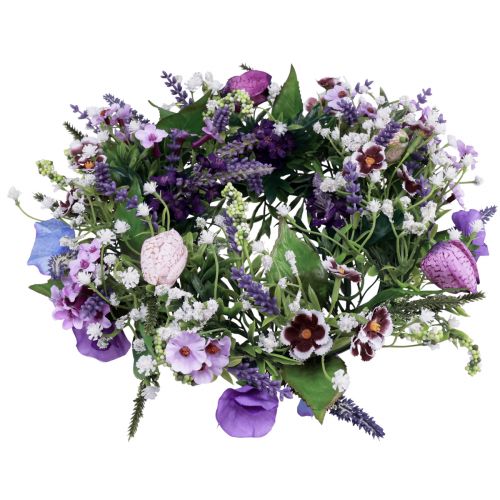 Produkt Wianek kwiatowy sztuczna dekoracja ścienna kwiaty fioletowo-białe Ø30cm W9cm
