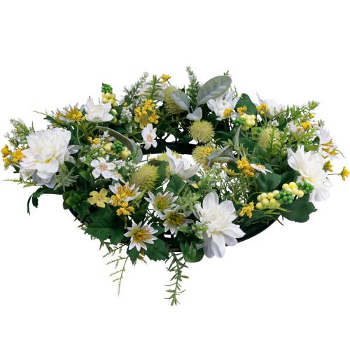 Floristik24 Wianek na drzwi dekoracja ścienna kwiaty dalie Banksia biała Ø35cm
