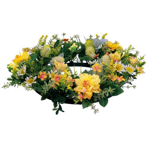 Floristik24 Wianek na drzwi dekoracja ścienna kwiaty dalie Banksia żółte Ø35cm