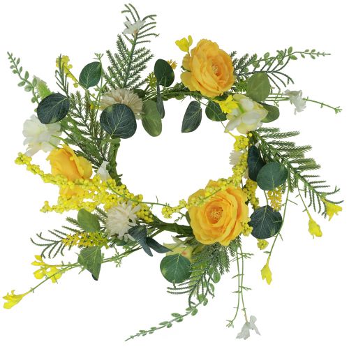 Produkt Wianek ze sztucznych kwiatów Wianek ze sztucznych kwiatów żółto-biały 42cm