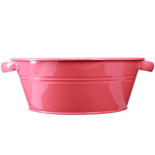 Produkt Miska na kwiaty metalowa różowa miska z okrągłymi uchwytami Ø33,5cm
