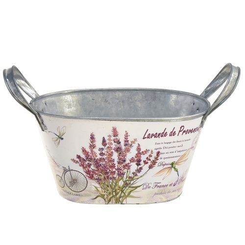 Floristik24 Miska na kwiaty z uchwytami owalna metalowa lawenda 26×13×14,5cm