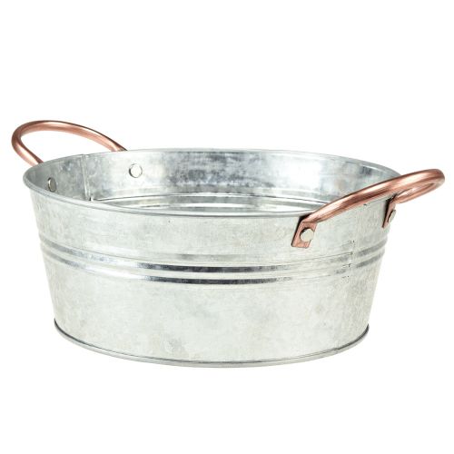 Okrągła misa na kwiaty z uchwytami miska metalowa Ø24cm W10cm