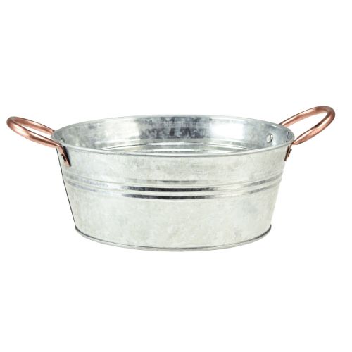 Floristik24 Okrągła misa na kwiaty z uchwytami miska metalowa Ø24cm W10cm