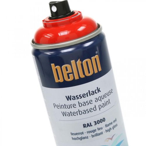 Floristik24 Bezbarwny lakier wodny firmy Belton czerwony o wysokim połysku w sprayu ognista czerwień 400ml