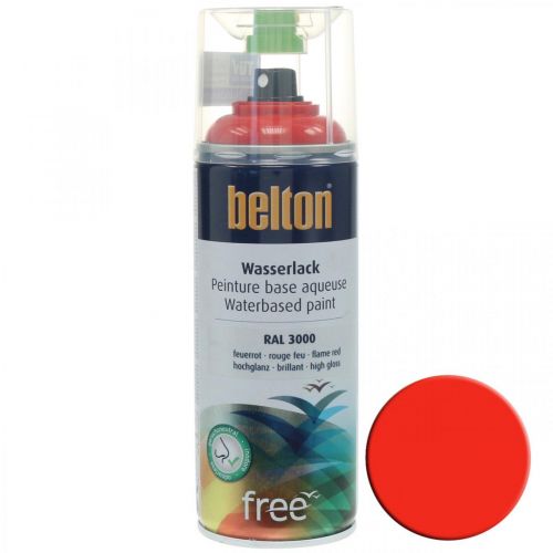 Floristik24 Bezbarwny lakier wodny firmy Belton czerwony o wysokim połysku w sprayu ognista czerwień 400ml