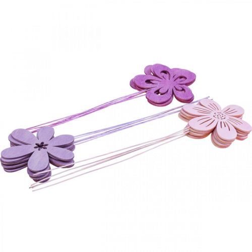 Floristik24 Patyk Ogrodowy Kwiatowy Patyk Kwiatowy Fioletowy/Fioletowy/Różowy Ø9.5cm 15szt