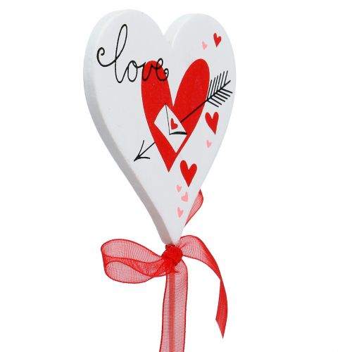 Produkt Wtyczka kwiatowa serce biała z kokardką 7cm 12 szt