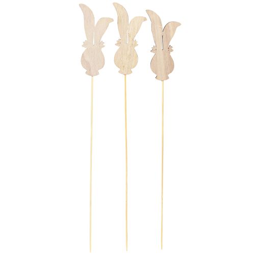 Produkt Wtyczka kwiatowa drewniana ozdobna głowa królika na patyku 11cm 12 szt
