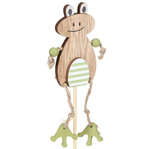 Produkt Patyk Kwiatowy Drewniana Żaba Jajko Naturalny Zielony 3.5x7cm 12 szt