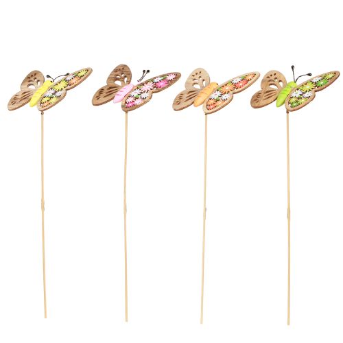 Floristik24 Wtyczka kwiatowa drewniana motyl 4 kolory 8x6cm 16 szt