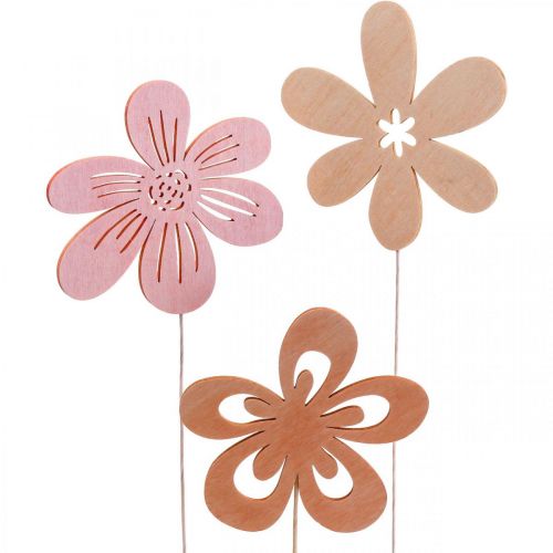 Floristik24 Paliki Ogrodowe Kwiatki Kwiatki Pomarańczowe/Różowe/Białe Ø9.5cm 15szt