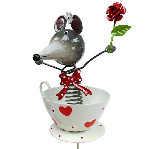 Floristik24 Korek kwiatowy mysz metal 10cm L33cm 2szt.