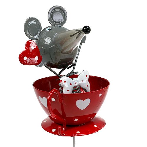 Floristik24 Korek kwiatowy mysz metal 10cm L33cm 2szt.