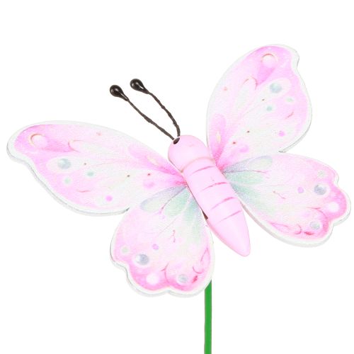 Floristik24 Wtyczka kwiatowa motylkowa różowa zielona pomarańczowa 8x5,5cm 16 szt
