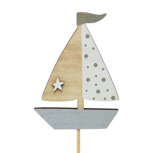Produkt Kwiatowa dekoracja łodzi żaglowej w kolorze drewna 5,5x8cm 12 szt