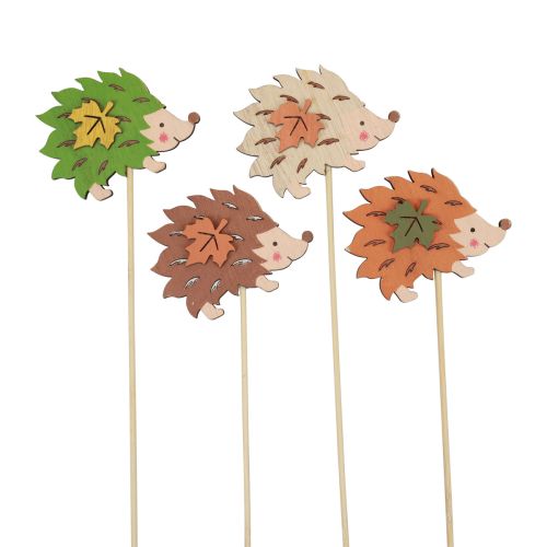 Produkt Zatyczka kwiatowa drewniana jeżyk dekoracja brązowo-zielona 8×6cm 12szt