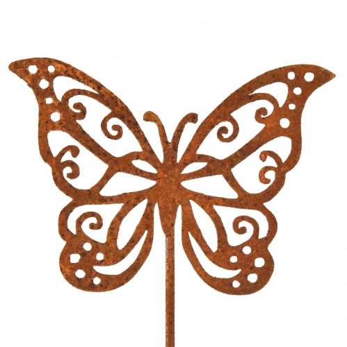 Wtyczka do kwiatów metalowa rdza motyl dekoracja 10×7cm 3szt