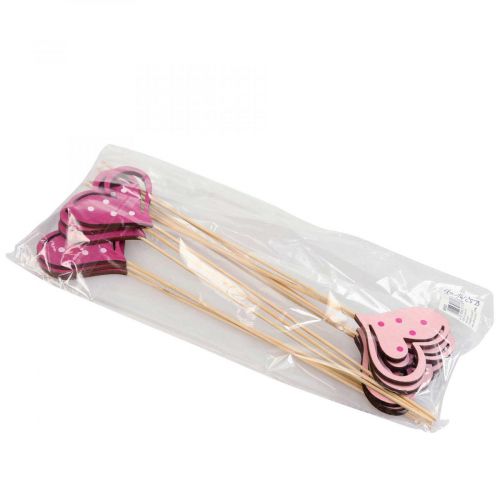 Produkt Zatyczka kwiatowa Dzień Matki zatyczka dekoracyjna serce różowa 7cm 12 szt