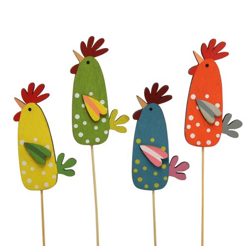 Floristik24 Wtyczka kwiatowa Wielkanocne śmieszne kurczaki drewniane 5,5×10cm 12 szt