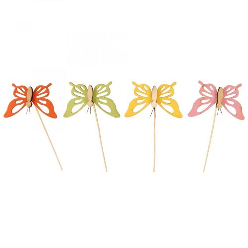 Produkt Wtyczka kwiatowa motyl deco w kolorze drewna 8,5cm 12szt