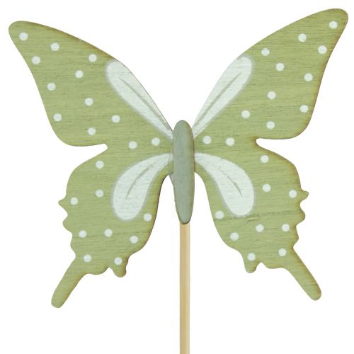 Produkt Wtyczka kwiatowa motylkowa drewniana z piórkiem 8x7cm 12 szt
