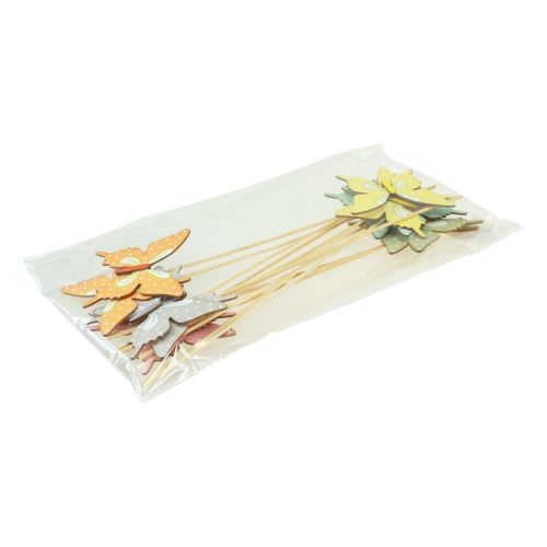 Produkt Patyk do kwiatów motyl drewno z piórkiem 8x7cm 12 szt