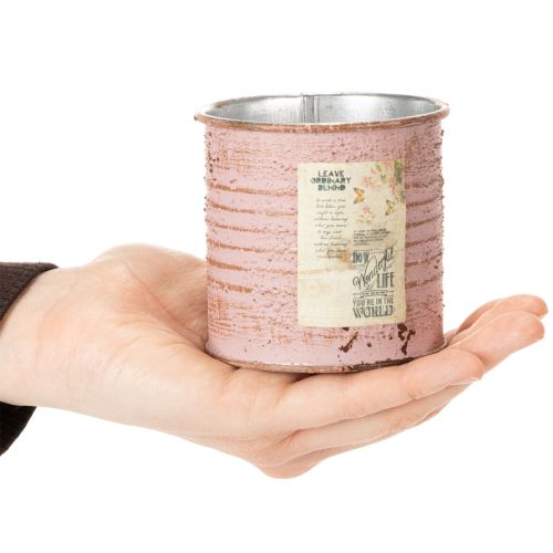 Produkt Doniczka ozdobna puszka okrągła antyczna róża metalowa Ø8cm wys.7,5cm