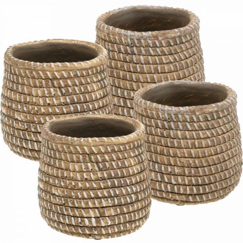 Floristik24 Doniczka Boho pleciona ceramiczna Ø6cm H7.5cm 4szt