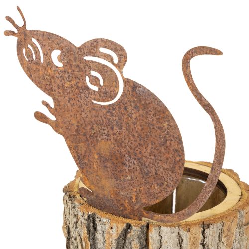 Produkt Doniczka drewniana kora i rdza mysia wys. 24cm