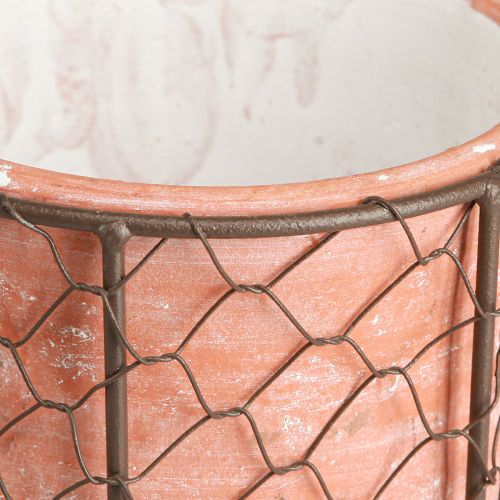 Produkt Doniczka ceramiczna kosz z siatki metalowy brązowy Ø30cm W11,5cm