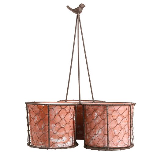 Produkt Doniczka ceramiczna kosz z siatki metalowy brązowy Ø30cm W11,5cm