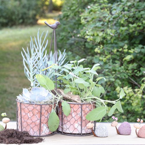 Produkt Doniczka ceramiczna kosz z siatki metalowy brązowy Ø30cm W11,5cm