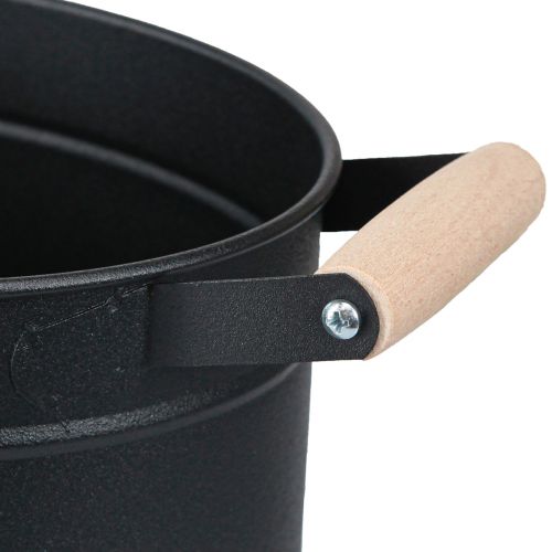 Produkt Doniczka metalowa owalna z uchwytem czarna naturalna 34x19,5x15cm