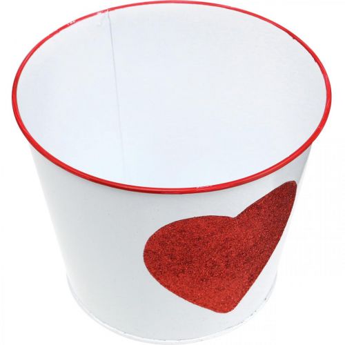Produkt Doniczka biała z sercem w czerwonej doniczce Ø18cm W13,5cm