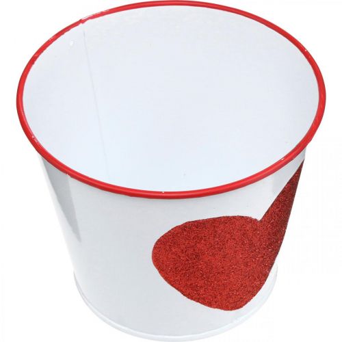 Produkt Doniczka biała z sercem w czerwonej doniczce Ø13cm W10,5cm
