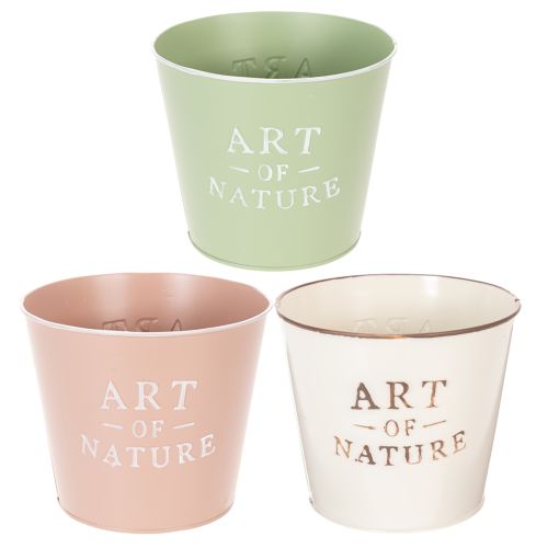 Komplet 3 metalowych osłonek na doniczki Art of Nature 17 cm pastelowe