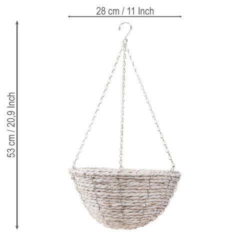 Produkt Doniczka wisząca słoma naturalna biała Ø28cm H15cm 2szt