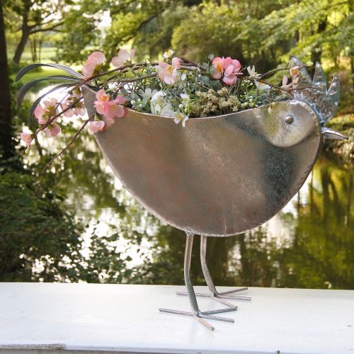 Produkt Doniczka Kurczak Metalowy Ptak Metaliczny Różowy 51×16×37cm