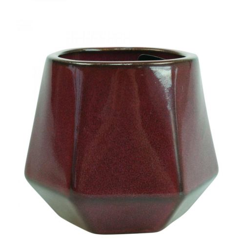 Doniczka ceramiczna czerwona sześciokątna Ø10cm wys.9cm